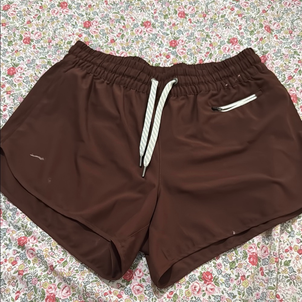 Vuori Burgandy Athletic Shorts with Drawstring